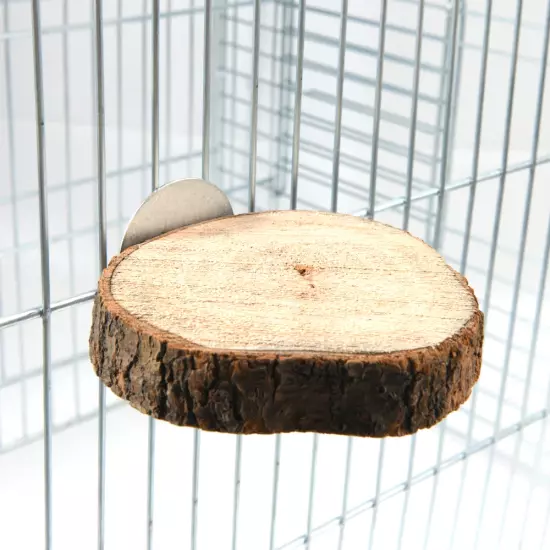 Round Wooden Squirrel Parrot Bird Perch Stand Platform Pet Bird Squirrel Chinchi