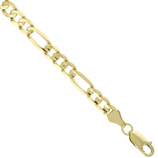 10k Solid Yellow Gold Figaro Chain Necklace 2.23mm-10.25mm Sz 16-30 Inches