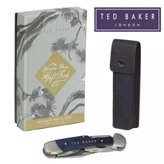 TED BAKER LONDON 5 in 1 Multi-Tool Pen Knife with Geo Pouch - New In Box