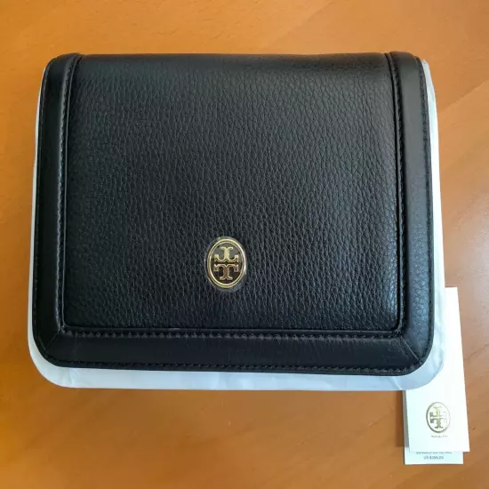 NWT Tory Burch Landon Combo Pebbled Leather Crossbody Black 18169686-001