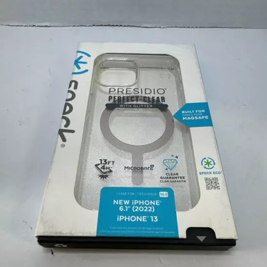 NEW Speck Presidio Perfect-Clear w/Glitter Magnetic Case iPhone 14 /13 (6.1")