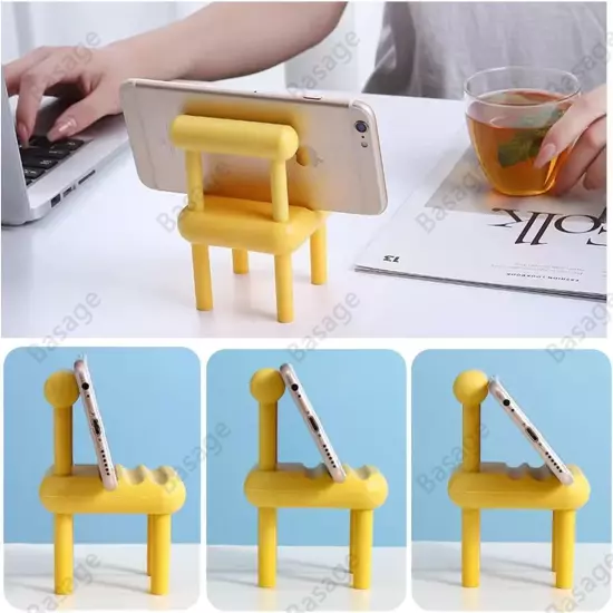 Phone Holder Chair Plastic Carved Modern Multicolor Solid Small Desktop Decor