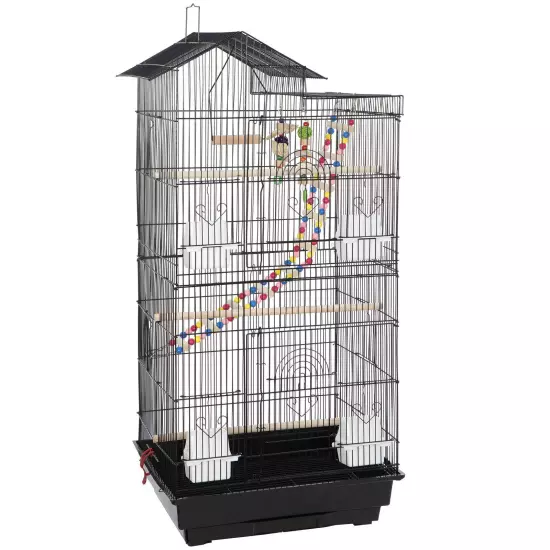 Black/White Bird cage Parrot Macaw Parakeet Cockatiel Cage Multiple Size 