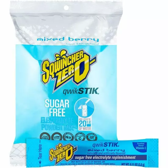 Sqwincher Qwik Stik Sugar Free Electrolyte Powder Mix Hydration Packets 50 Pack