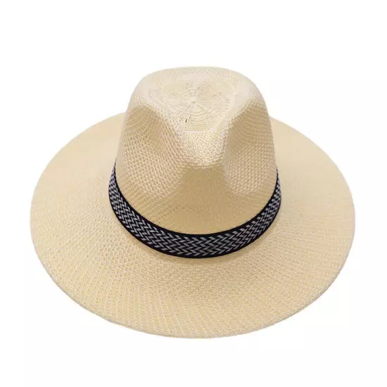 Men Women Straw Jazz Fedora Hat Trilby Cuban Sun Cap Panama Short Brim Summer S