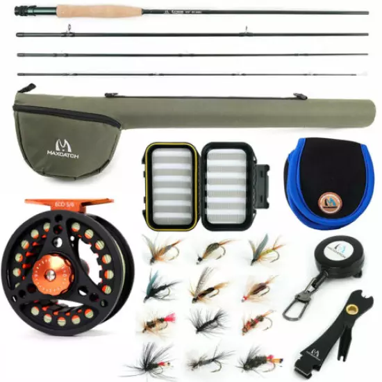 Extreme 3/4/5/6/7/8WT Fly Fishing Rod Combo, Fly Reel,Line,Flies Outfit