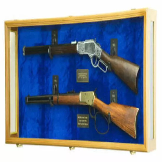 Gun Display Case Cabinet Rifle USA Clear View 45.5" Solid Wood Shotgun 4 Colors 