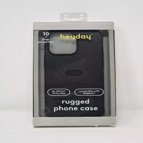 Apple iPhone 15 Pro Max Rugged Phone Case with MagSafe - heyday Black - Open Box