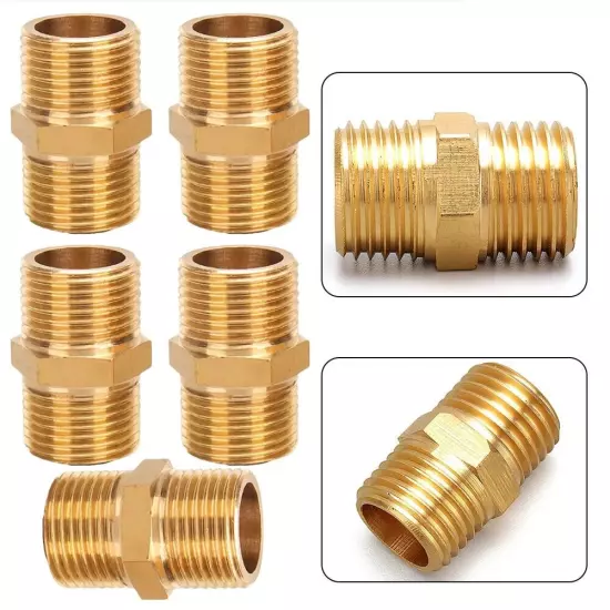 5* -Air Line Hose Compressor Connector 1/4 Male To Male Brass Pipe Adapter