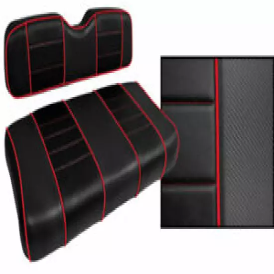 Golf Cart Custom Seat Covers Carbon Fiber Black and Red EZGO RXV 2016+