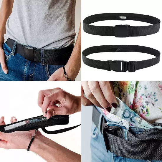 Waist Money Belt Secret Hidden Security Wallets Protect Zip Pouch Travel T0F9