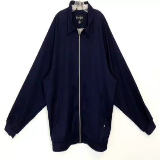 Footjoy Mens L Golf Jacket Very Dark Blue Satin Zip Up Dressy