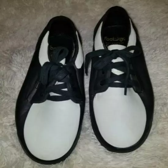 VINTAGE BLACK/WHITE FOOT-JOY WET WEATHER GOLF SHOE SIZE 13 MEN LACE UP SPIKES