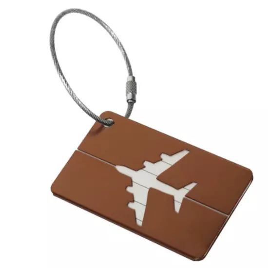 Travel Aluminium Plane Luggage Tags Suitcase Label Name Address ID Baggage Tag ^