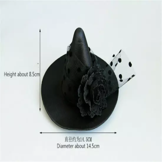 Gothic Women Fascinator Black Floral Mini Witch Hat Clips Masquerade Headwear