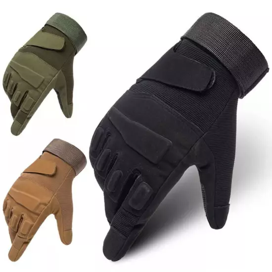 Men Tactical Gloves with Impact Protective Palm Padded Full Finger Safety Gloves