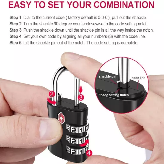 Luggage Locks TSA Approved, Small Padlock for Travel, Suitcase, Backpack, Laptop