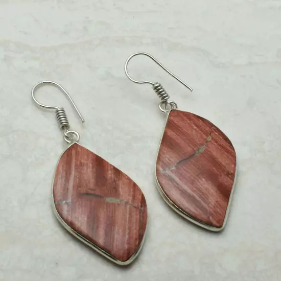 Red Rainbow Jasper Gemstone Handmade Drop Dangle Earrings Jewelry 1.92" AE-60263