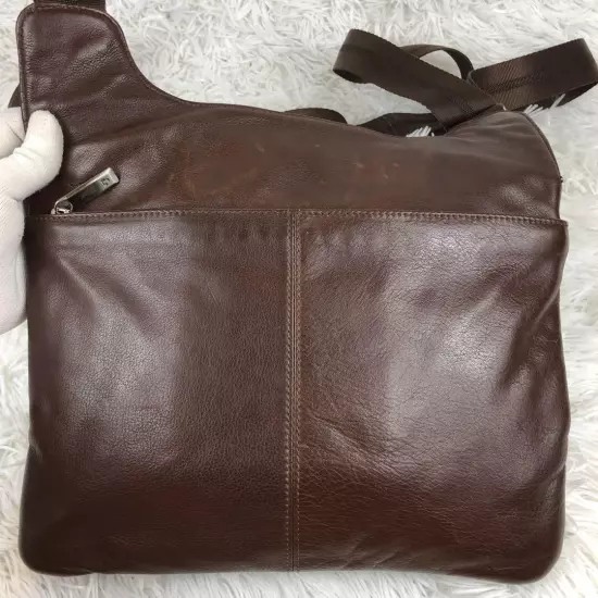 Rare All Leather Tumi Shoulder Bag Flap Brown Men'S