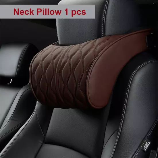 PU Leather Car Headrest Car Rest Neck Pillow Back Cushion Waist Supports Set