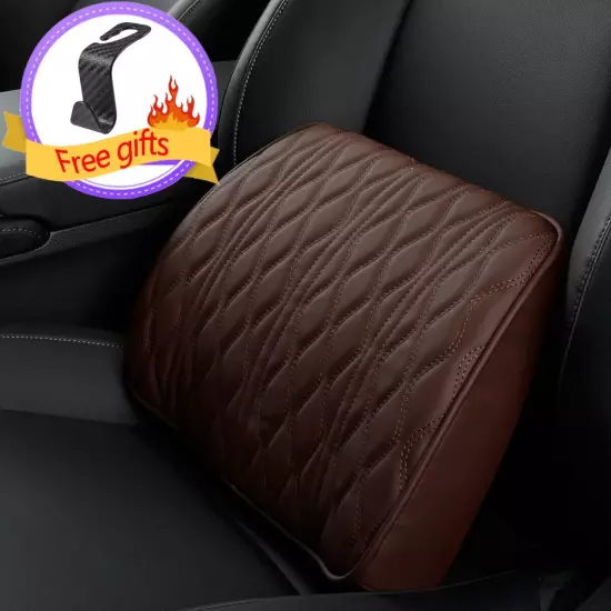 Car Neck Pillow PU Leather Lumbar Waist Support Seat Backrest Headrest Cushion