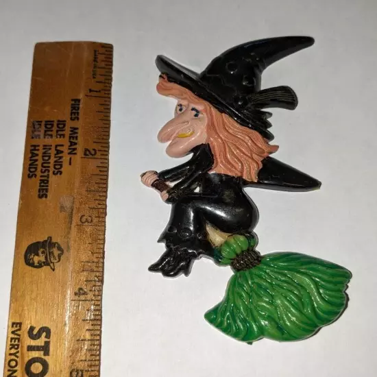 Vintage Witch On Broomstick Cake Topper. Free Shipping!