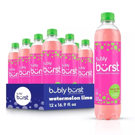 bubly burst Watermelon Lime 16.9 FL Oz Bottles Pack of 12