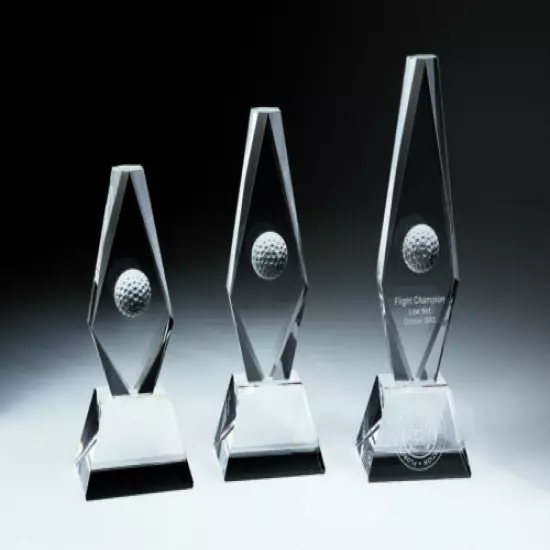 Golf Ball Diamond Awards Trophy Medium - Free Personalized, Presentation Box