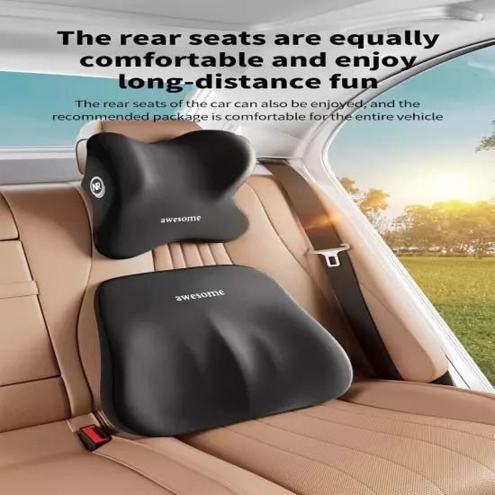 Car Headrest Lumbar Cushion Memory Foam Backrest Lumbar Pillow Neck Pillow