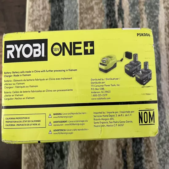 Genuine Ryobi ONE+ 18V Lithium-Ion 4.0 Ah Battery (2) and Charger Kit PSK006 NEW