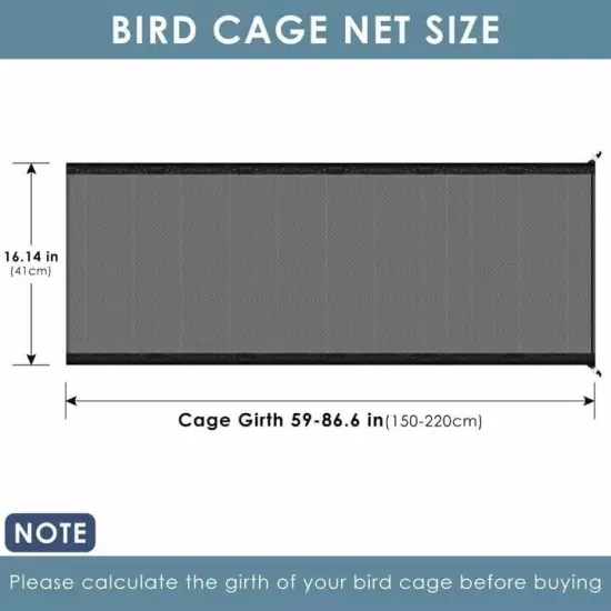  Bird Cage Seed Catcher, 59-86'' X16'' Universal Birdcage Net Nylon Adjustable 