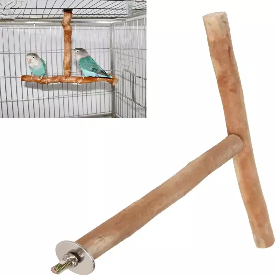 2 Pcs T Shaped Azalea Wood Bird Perch, Wooden Parrot Perch Stand, Birdcage... 