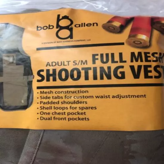 Bob Allen Full Mesh Shooting Vest S/M Small Medium Skeet Trap