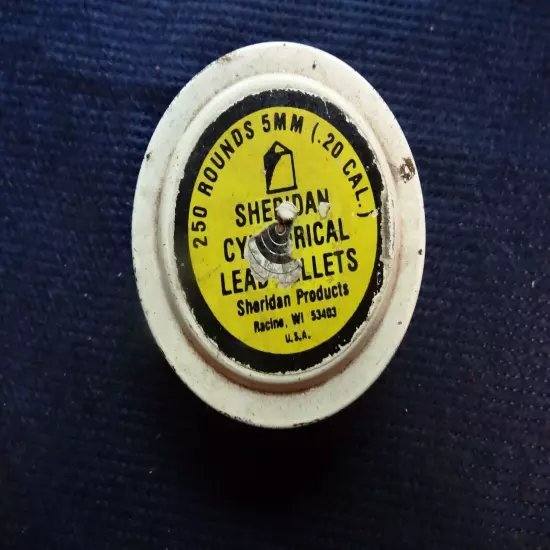 Vintage Tin of Sheridan 5mm/.20cal Cylindrical Pellets