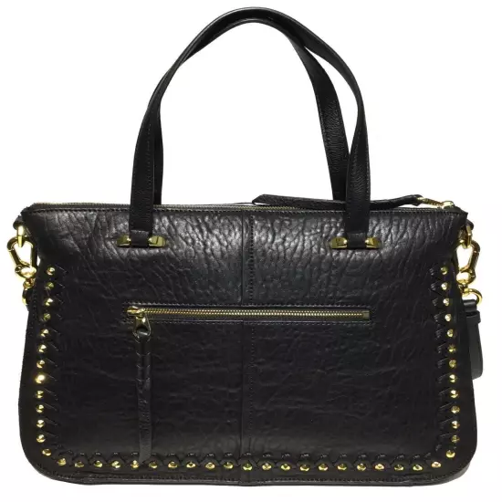 NWT orYANY Leather/Suede Satchel, Black, Adjustable/Detachable Strap MSRP $489