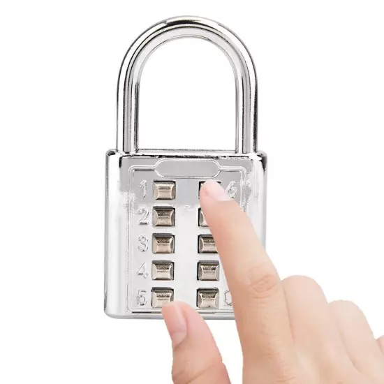 10-digit Push Button Combination Password Padlock Blind Button Padlock