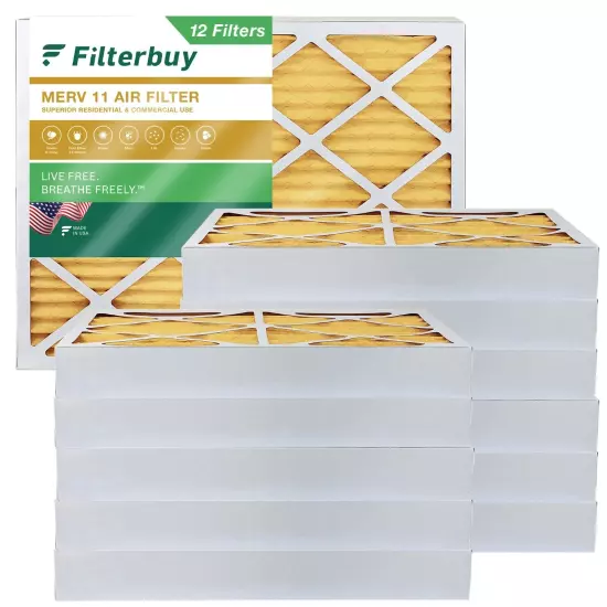 Filterbuy 20x25x4 Pleated Air Filters, Replacement for HVAC AC Furnace (MERV 11)