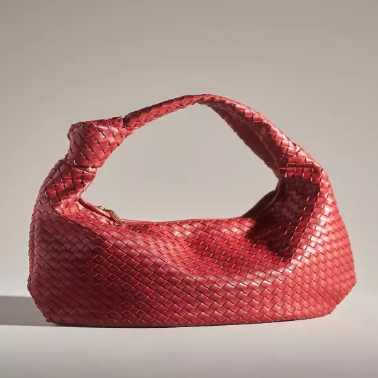 Melie Bianco Brigitte Large Satchel Recycled Vegan Woven Knot Bag Anthropologie!