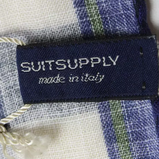 SUITSUPPLY Pocket Check Green Handkerchief Men's ONE SIZE Linen Formal