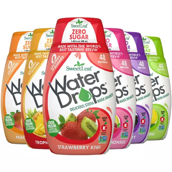 SweetLeaf Stevia Water Drops - Enhancer Variety 1.62 Fl Oz (Pack of 6) 