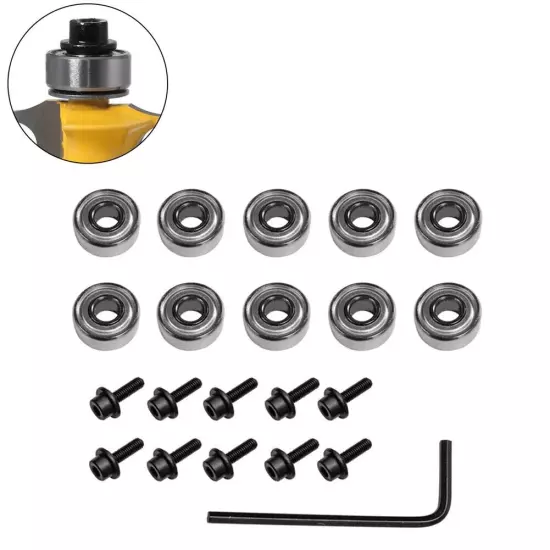 10Pcs Router Bits Top Mounted Ball Bearings Guide For Router Bit Bearing 12.7mm