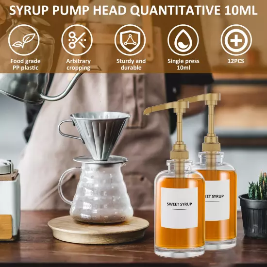 12Pcs Syrup Pumps Fits 25.4OZ/750ML Bottles Leakproof Coffee Syrup Pump mcEXF