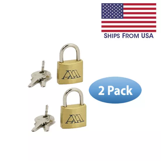 Solid Brass Luggage Padlock w/ Hardened Steel Shackle Keyed 3/4" inch 19mm