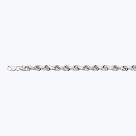 10k White Gold 1mm-12mm Solid D/Cut Rope Chain Necklace Bracelet Size 7"-30"