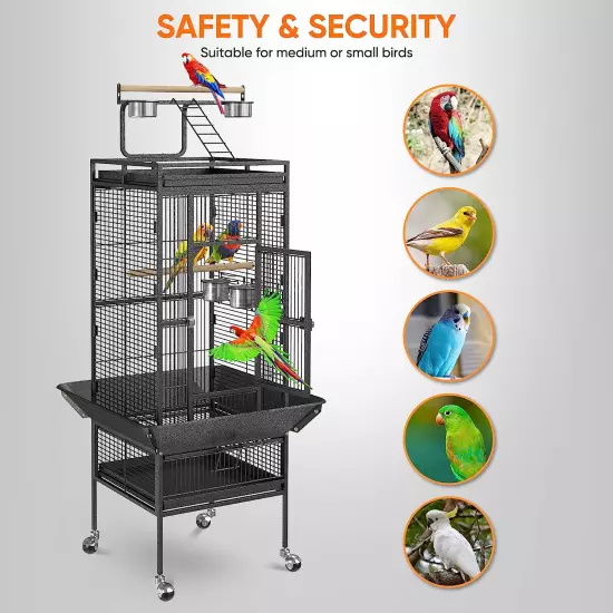 61 Inch Iron Play Top Bird Cage Large Pet Cage Birdcage with Stand Chinchilla Ma