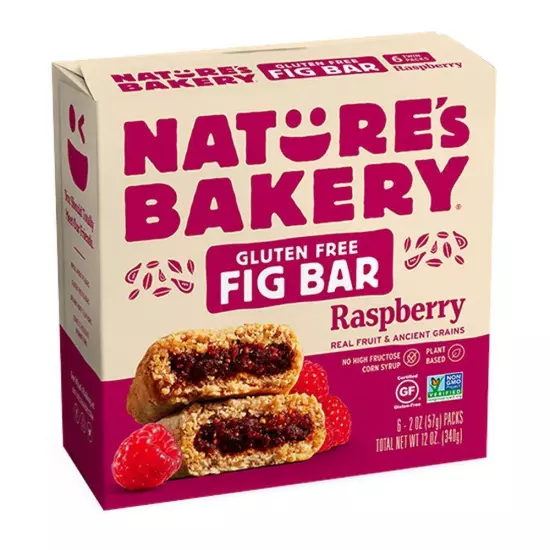 Nature's Bakery Gluten Free Fig Bars Raspberry Real Fruit Vegan Non-GMO Snack...