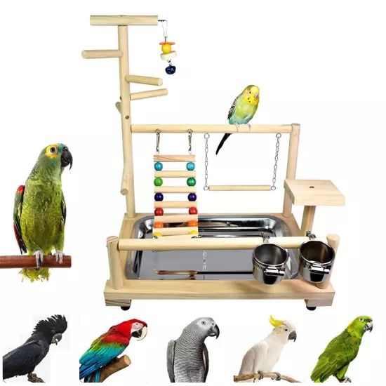 Bird playground, Parrot playstand, Bird play stand, Parakeet playground, Wood...