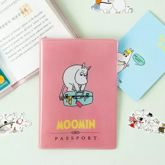 Cute Moomin Adventure PVC Passport Holder Cover Travel Wallet Organizer