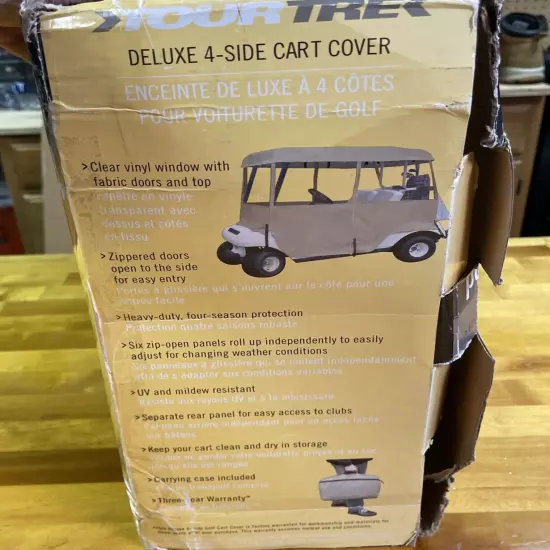 TourTrek 4 Sided Deluxe Golf Cart Cover Waterproof Tan With Bag Heavy Duty NEW