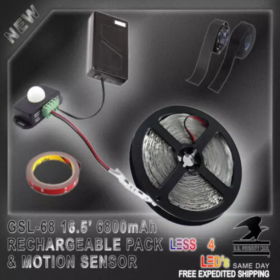 Gun Safe Light 6800mAh Rechargeable Power Pack & Motion Sensor 200 On/Off Cycles